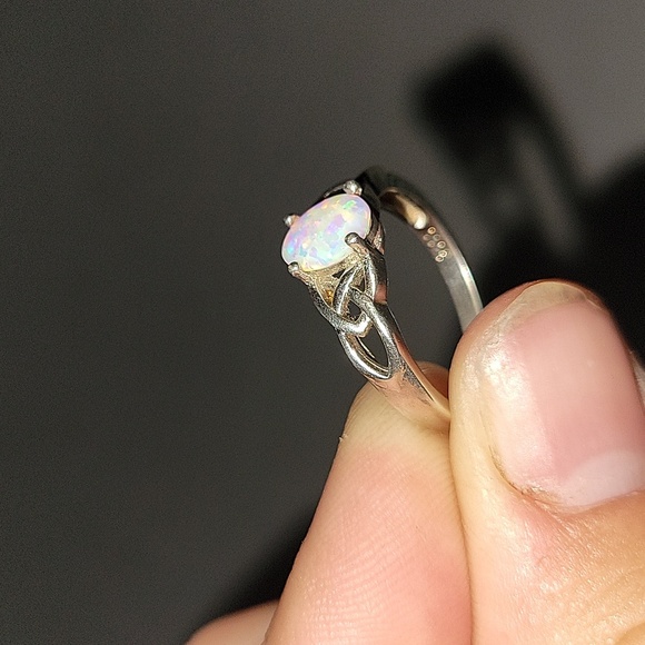 2 sterling silver girls rings 1. Emerald other Opal Celtic Women's Ring 925 - Picture 4 of 4